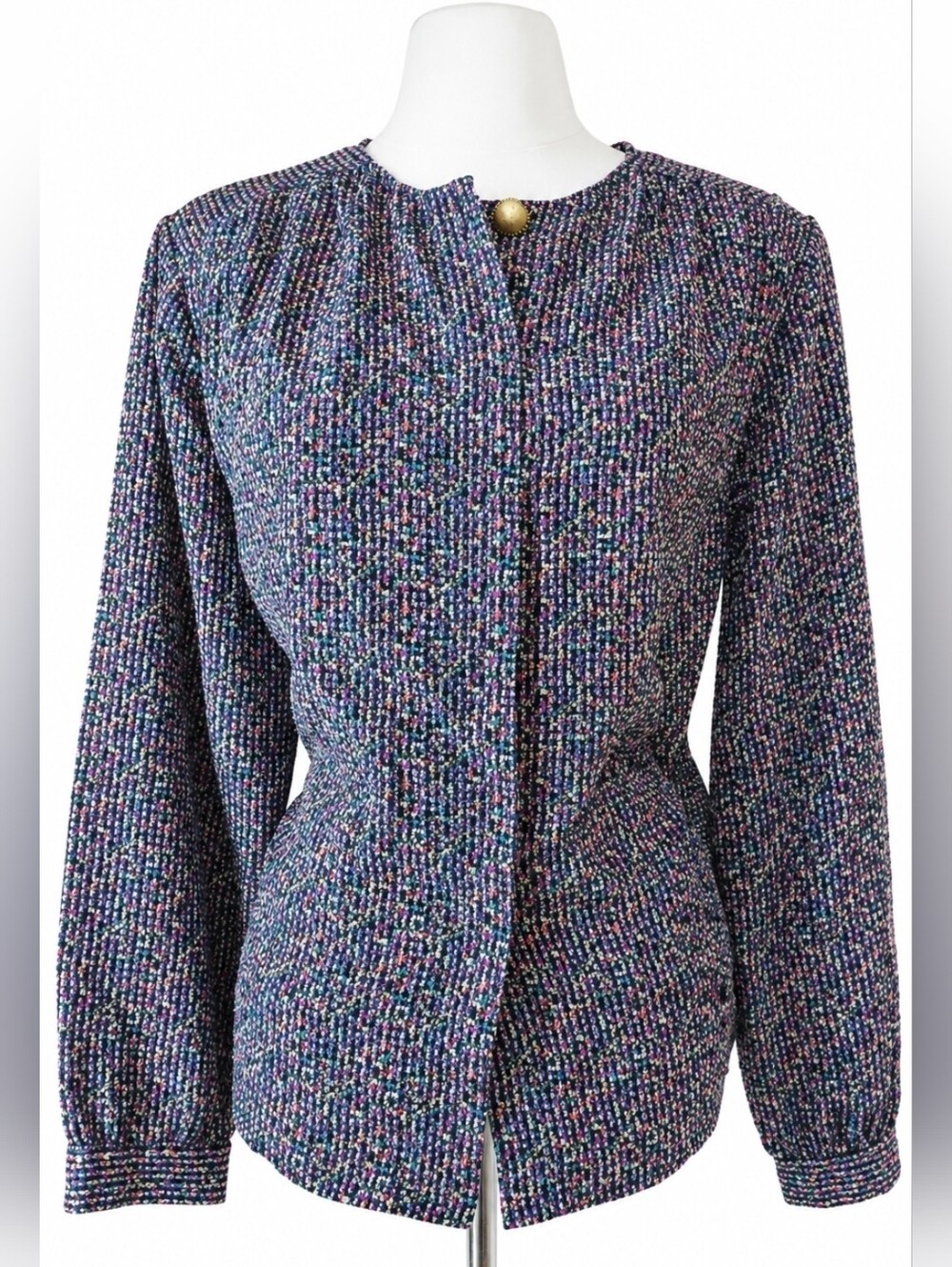 VTG 80s Impressions Colorful Pattern Blouse Office Coquette Retro Top -M